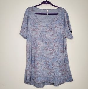 LuLaRoe Classic T Gray with Red/Blue 3x